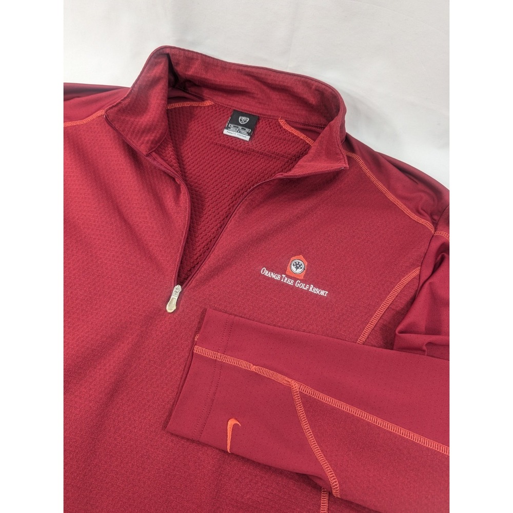 Vintage Nike Fit Therma Waffle  Quarter Zip  Pullover XL 1/4 Orange Tree Golf‎